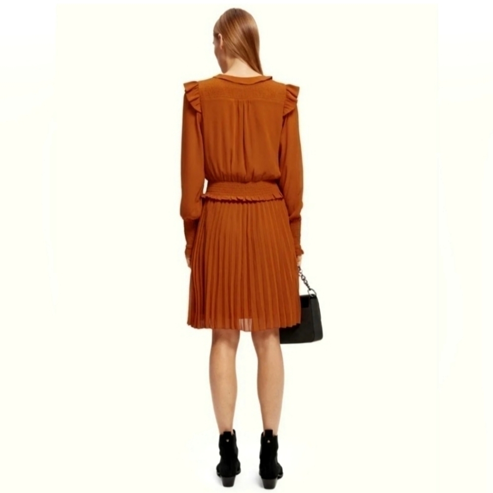 Rag & bone long sleeve smocked mini dress pumpkin medium NWT - Picture 2 of 9